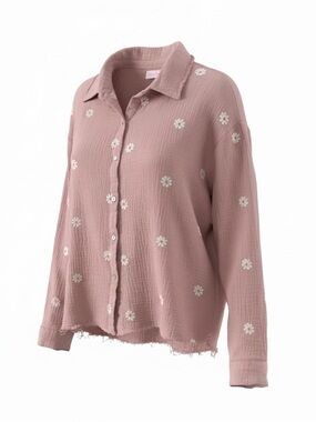 Pink Lily Daisy button down, medium